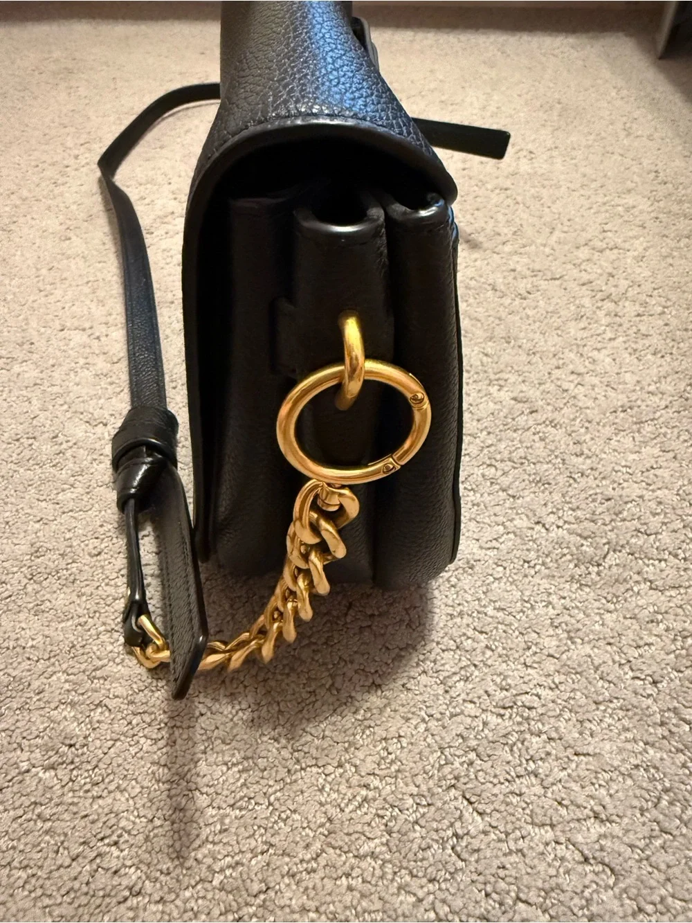 Tory Burch Black Leather Crossbody with Gold Logo Medallion